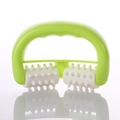 Handheld 5-row roller massager in green and white finish with textured massage nodes - Point Neck Massager Fluorescent Green