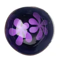 Natural coconut bowl with deep purple interior glaze and white floral patterns - Purple Petal Style