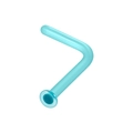 L-shaped blue translucent nose stud made of bio-plastic with smooth rounded end - Transparent Sea Blue L-Shape 1x6.5x2mm