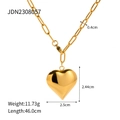 Collana con ciondolo a cuore dorato da 2,44cm per 2,5cm con catena lunga 46cm elegante - Collana a Cuore Catena a Graffetta Dorata (JDN2308057)