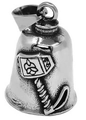 Ciondolo a campana vichingo Mjolnir in acciaio inox con motivi in rilievo del guerriero nordico - Colore Acciaio (Pendente + Chiusura) (GBK-032)
