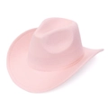 Classic pink wool felt wide brim cowboy hat with a stylish fedora crown for adults - M (56-58cm) / Pink