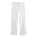 Pantaloni bianchi a vita alta con bottone dorato e piega centrale a gamba larga - XS / Pantaloni a Zampa Bianchi