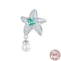 Ciondolo a stella marina in argento 925 con gemma verde e dettaglio in perla bianca - Ciondolo Stella Marina e Perla (BSC1014)
