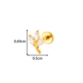 Titan-Ohrstecker in Gold mit drei Zirkonia im Marquise-Schliff in Blatt-Optik - Dreiblatt Zirkonia Stil (T2559-4) / Gold