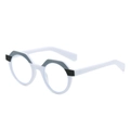 Modern white polygon sunglasses with black and gray color-block design on frames - Gray White Frame