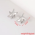 Silver stainless steel starfish earrings with textured surface and size annotations - Starfish Shape (28#)