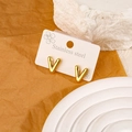 Minimalist V-shaped gold plated stainless steel stud earrings for modern women - Letter V