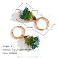 Weihnachtsbaum-Ohrringe aus 18K vergoldetem Edelstahl mit roten und grünen Kristallen - Ohrringe / Handgefertigte Kristall Weihnachtsbaum Ohrringe - Gold