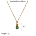 Detail of gold pineapple pendant necklace with 400mm chain length and 18mm height - Gold Green Leaf Pineapple Necklace Style (TN60536-GN)