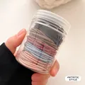 Morandi-farbene elastische Haargummis im transparenten Glas für tägliche Frisuren - Dose Morandi Serie (100 Stück/Packung)