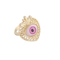 Massiver 18K Goldring mit lila Augen-Design im Vintage-Stil für modebewusste Frauen - Hohles Herz-Stil / 2# Rosarot