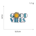 Detailed view of Good Vibes embroidered patch with dimensions 4cm x 6.8cm for clothing - Blue Good Vibes Lettering Patch