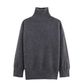 Pull en maille gris anthracite à col roulé avec poignets et ourlets côtelés confortables - S / Gris clair