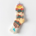 Colorful coral fleece warm socks with cartoon tag and beige ribbon bow gift wrapping - One Size / Yellow White Burger