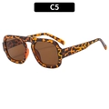 Retro oversized square sunglasses featuring leopard print frame and dark brown lenses - Leopard / Brown