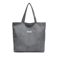 Bolso tote minimalista de pana gris para mujer de gran capacidad con etiqueta tejida - Gris