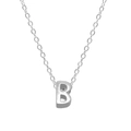 925 sterling silver chain necklace featuring a 3D letter B pendant in silver finish - Letter B / White Gold