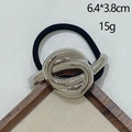 Black elastic hair tie with silver-toned twisted metal accent, 6.4x3.8cm, minimalist style - Large Knot Silver