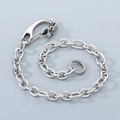 Detail of silver titanium steel wallet chain with dragon head hook and O-ring links - Large Dragon Clasp / 40CM