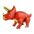 Ballon dinosaure tricératops rouge sur pied avec taches jaunes pour décoration - Tricératops Orange 3D (HY#18CKT)