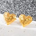 Boucles d'oreilles cœur en acier inoxydable doré 18 carats avec finition martelée - Cœur Texturé