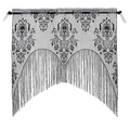 Black lace curtain with skull and bat patterns and tassel edge for Halloween decor - Skeleton Tassel Small Curtain 96*102cm