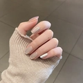 Short square pink holographic press-on nails with shimmering iridescent gradient finish - By1722 A Thousand Charms / Phototherapy Glue Style