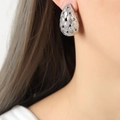 Pendientes de gota plateados con textura trenzada en acero inoxidable pulido - Pendientes Color Acero (F1122)