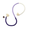 Juguete para gatos de cuerda trenzada con borlas púrpuras y cuenta de madera - Cuerda para Masticar Gato Púrpura 60cm