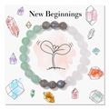 Detailed view of the beaded yoga bracelet on a New Beginnings gift card with natural stones - New Beginnings Style 1 (New Beginnings-1)