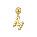 Detailed view of a 18k gold plated 3D bubble initial M pendant with a polished finish - Letter M / Pendant Only (Without Chain)