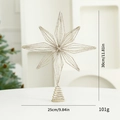 Champagne gold glitter eight-pointed Christmas tree topper with measurements and spiral base - Champagne Gold 8-pointed Star
