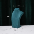 Dark green velvet necklace display bust mannequin with precise size measurements - 20cm Height