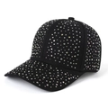 Cappellino da baseball nero alla moda con strass colorati e cinturino regolabile da donna - Adulto (55-60cm) / Nero
