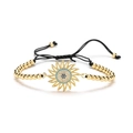 Bracciale occhio di Allah girasole dorato con cinturino regolabile e pietre di zircone - Oro