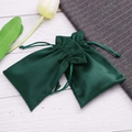 Dark green velvet drawstring jewelry bags displayed on a rustic white wood background - 7*9cm / Dark Green