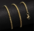 Elegant gold-tone stainless steel round box chain necklace with a lobster clasp closure - Box Chain (3mm*60cm) / Gold