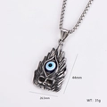 Retro stainless steel skull evil eye pendant necklace with measurements 44mm by 26.5mm - Gothic Skull Flame Eye Style (AML01155-5)