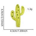 Detail of green cactus embroidered patch with size dimensions 6.9cm x 4.3cm - Green Cactus