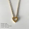 Goudkleurige roestvrijstalen hartjesketting met schitterende tennisketting sieraad - Hart Pavé Stijl (XNL0031-2)