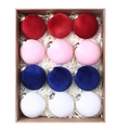 Set di 12 palline di Natale in velluto rosso, rosa, blu e bianco in scatola kraft - 6CM/Set da 12 / Rosso+Rosa+Blu+Bianco