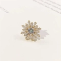 Elegant gold flower brooch with radiant baguette-cut crystals and a cat eye stone finish - Radiant Flower Gold (90548)
