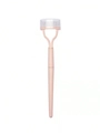 Pink eyelash comb with fine steel teeth and protective cap for lash separation - Single Head Foldable Steel Tooth Comb Style / Beige