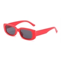 Retro rectangle sunglasses with vibrant red frame and dark lenses for street style - Red Frame / Black Lens