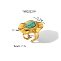 Vintage-Ring mit ovalem Türkis in 18K vergoldetem Edelstahl mit verstellbarem Band - Retro Ovaler Türkis-Ring Stil (YYR023219)