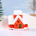 Miniature orange Christmas snow house resin figurine for DIY moss landscape decor - Large Red Christmas House