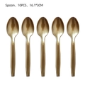 Set of 10 glossy golden plastic spoons for rose gold birthday party table decoration - Gold Cutlery 10PCS-Spoon