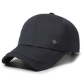 Navy blue baseball cap for men featuring a metallic diamond-shaped side logo - Adjustable / Dark Gray