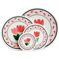 Nordic cotton rope placemat set with tulip print and thermal insulation in cream white - Style C / 12cm